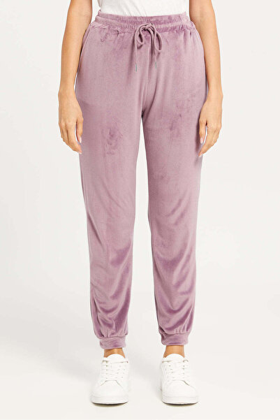 REDTAG Women Mauve Velvet Jogger Sweatpants