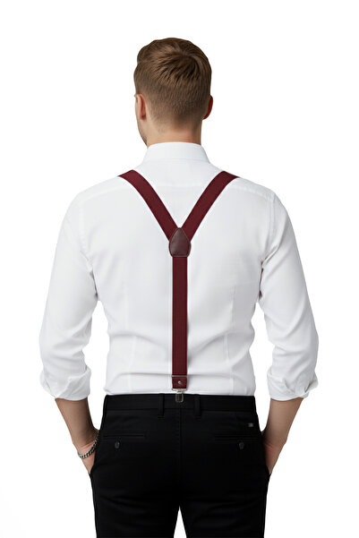 DeepSEA Unisex Burgundy Leather Stretchable Elastic Adjustable Metal Clip Trouser Hanger 2602025