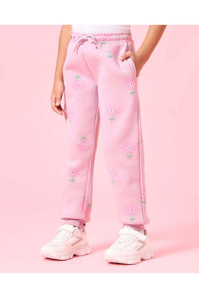 REDTAG طقم بنطال رياضي مطبوع باللون البنفسجي للبنات (قطعتين)