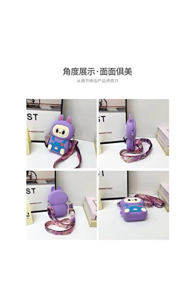 synshop Labubu Cat Ear Silicone Bag Wallet Women Teen Girls Kids Baby 15X9 cm Gift Adjustable Strap