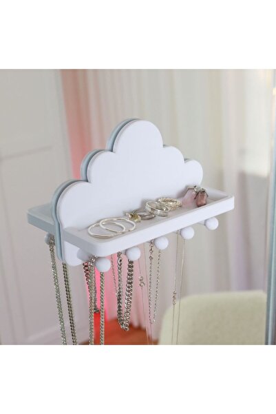 Famira Trading Bulut Tasarımlı Takı ve Kolye Askılığı – Yapıştırmalı Duvar Or...