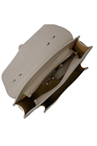 Posete Fagaras Medeea Leather Purse - Beige, 1 Compartment, 2 Pockets, Adjustable Strap 135 cm