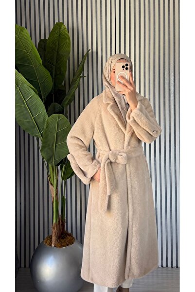 Molly Nelly Γυναικείο μαλακό μακρύ παλτό από τρίχες Angora