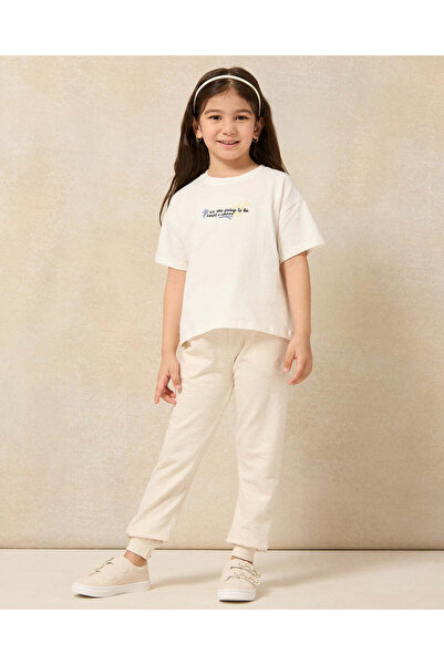 REDTAG Girls Ecru Active Track Pants