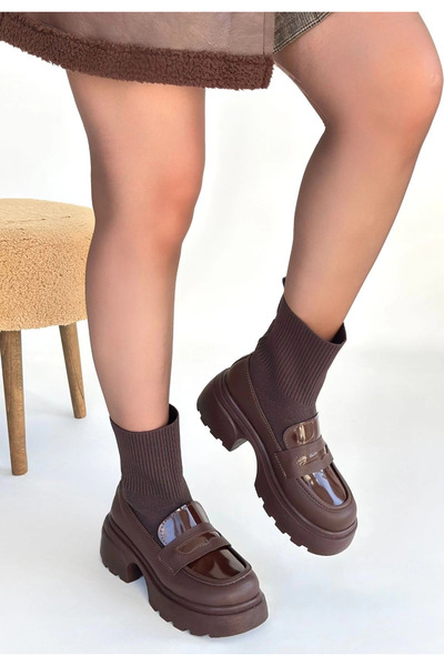 KAZAX Wanye Brown Leather Stretch Boots