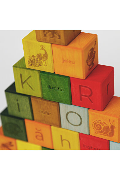 Guga Gaga Wooden cubes with Romanian alphabet