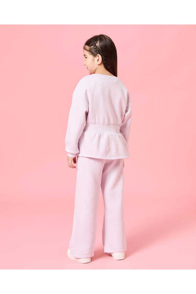 REDTAG طقم بنطال رياضي مطرز باللون البنفسجي للبنات (قطعتين)