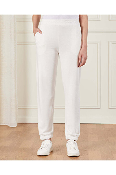 REDTAG بنطال رياضي مطاطي عاجي اللون للنساء