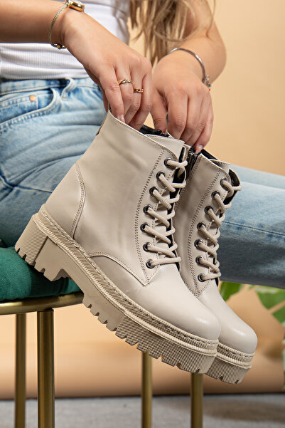 Pierro Gabbani Kadın Bağcıklı Bej Bot Su Geçirmez Hafif Rahat