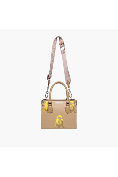 Steve Madden Monogram Print Tote Bag with Detachable Strap