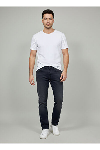 nacar çarşı Men's Regular Slim Fit Black Men's Stretch Fabric Jeans Comfortab...