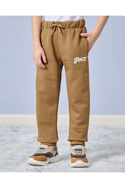 REDTAG Boys Brown Embroidered Track Pants
