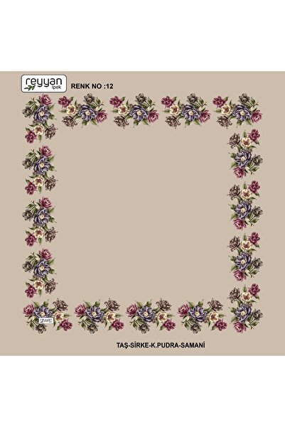 REYYAN Bag Writing Plain Floral 90's Embroidery Yemeni Inner Cheesecloth 90X90 cm Hollow Edges Floral