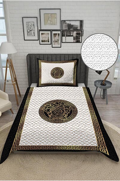 Dolce Mariee Parlak Kadife Kumaş Kapitoneli Tek Kişilik Yatak Örtüsü Seti (2 Parça) TKY0005