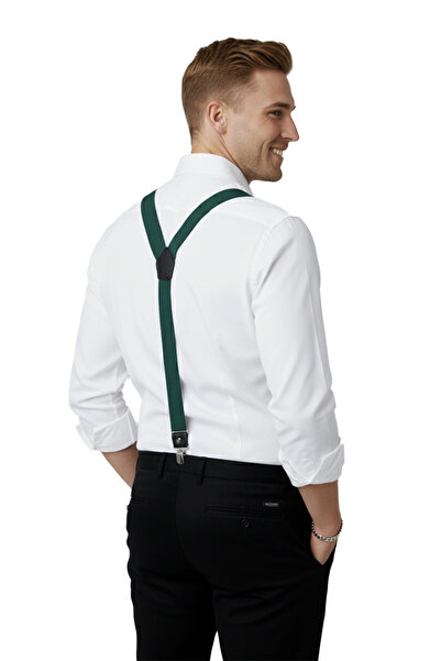 DeepSEA Unisex Green Leather Stretchable Elastic Adjustable Metal Clip Trouser Hanger 2602025