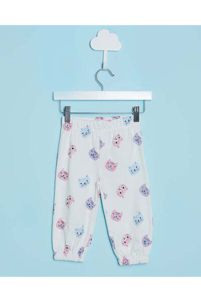 REDTAG Infant Girls White Cat Print Active Pants