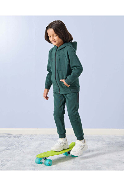 REDTAG Boys Green Hooded Jog Set (2 Piece)