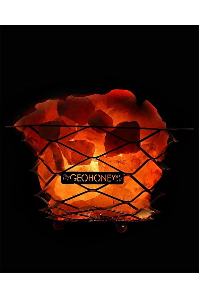 Geohoney Himalayan Salt Lamp with Cross Iron Bars