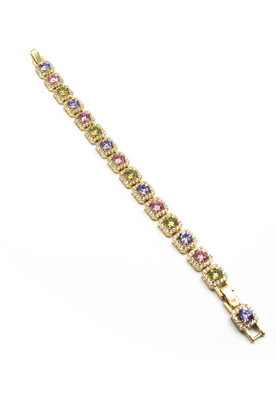 Sose Moda Full Round Colorful Stone Vip Model Xuping Non-Tarnish Bracelet - Gold |   Elegant and Shiny Design