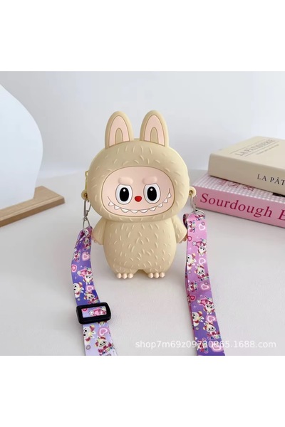 synshop Labubu Cat Ear Silicone Bag Wallet Women Teen Girls Kids Baby 15X9 cm Gift Adjustable Strap