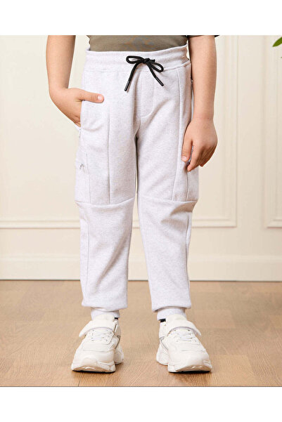 REDTAG Boys Grey Cut And Sew Jogger Pants