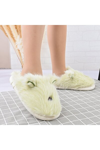 Tmall Women's fluffy slippers,With Rabbit I,With Fur,TM1PD1069,Green