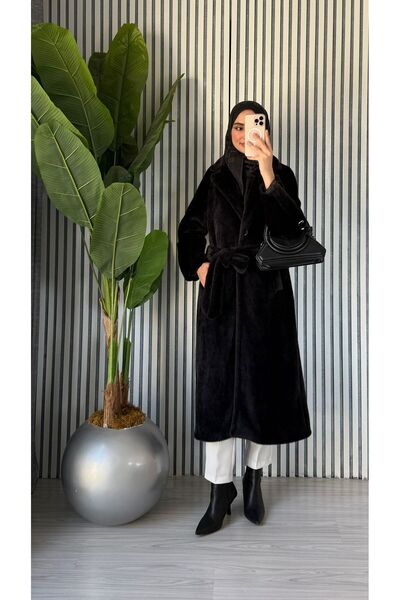 Molly Nelly Women's Angora Fur Soft Long Coat