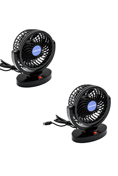 BASE Set of 2 Portable Car Fans 15W Black MARS 306