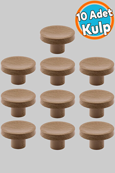 NZB Plastik Düğme Kulp Kubik Doğal Meşe Renk Mobilya Dolap Çekmece Kulpu Kulb...