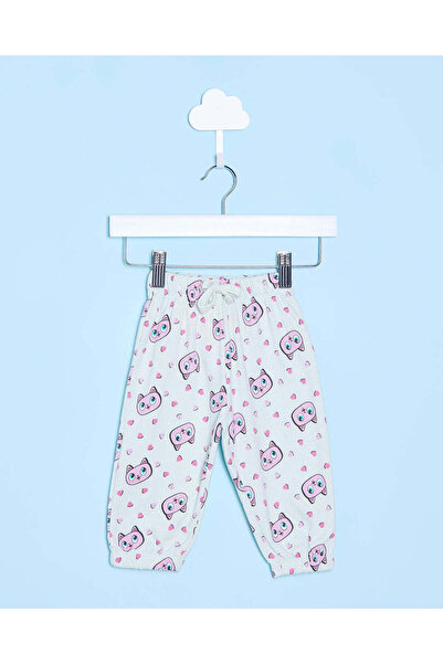 REDTAG Infant Girls Blue Cat Printed Jogger Pants