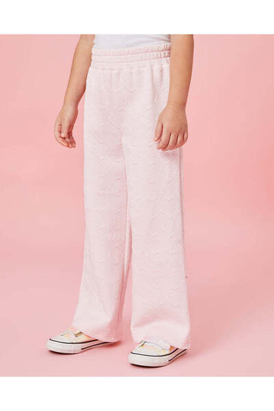 REDTAG طقم بنطال رياضي من الدانتيل والجاكار باللون الوردي للبنات (قطعتين)