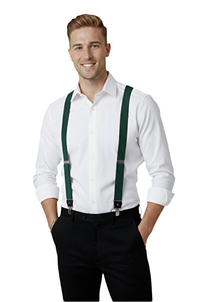 DeepSEA Unisex Green Leather Stretchable Elastic Adjustable Metal Clip Trouser Hanger 2602025