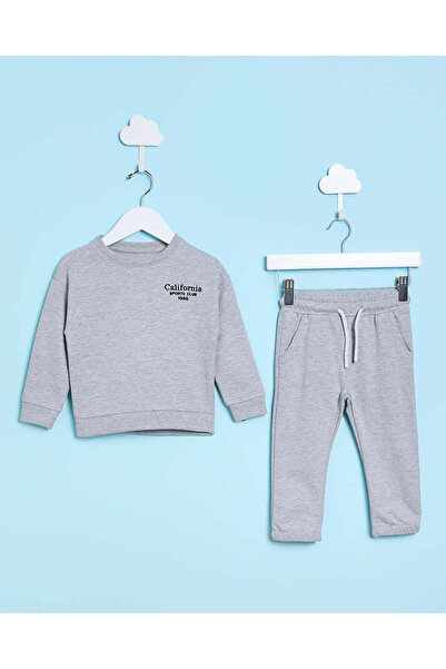 REDTAG Infant Boys Grey Printed Jogging Suit (2 Piece)