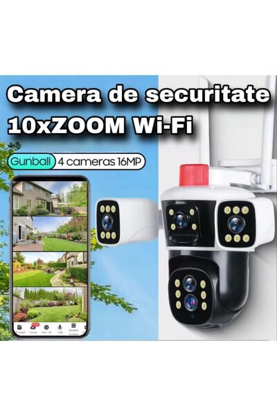 AMYMAT Outdoor WiFi PTZ Multi-Lens Surveillance Camera — 12MP, 10X Optical Zoom
