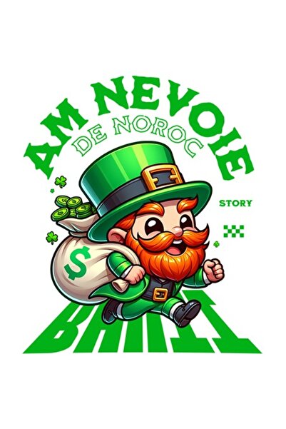 OEM Lucky Elf Sticker with Money Bag (Dollar), Text 'I Need Luck/Money', Whit...