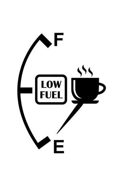 OEM Autocolant „Low Fuel” text în engleză, ceașcă mare de cafea, multicolor, ...