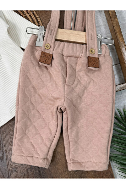 Bolly Baby Quilted Salopet Pine Embroidered Beret Turtleneck Badi Winter 3-Piece Baby Boy Set