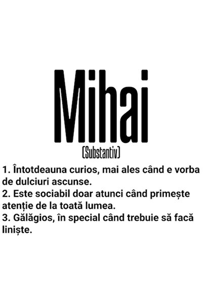 OEM Autocolant cu numele Mihai, mesaj amuzant — curios, sociabil, gălăgios — ...