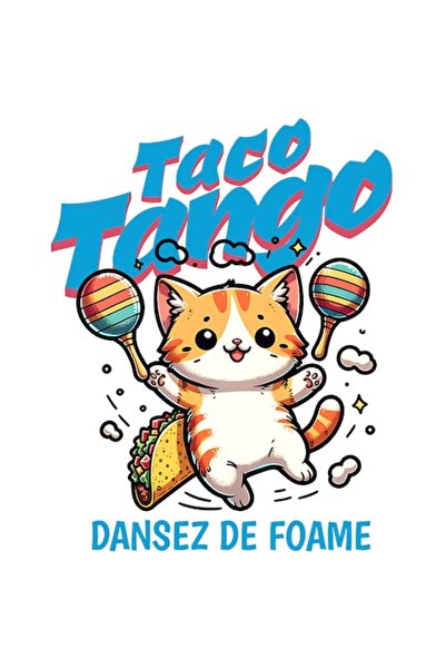 OEM Autocolant din vinil „Taco Tango I'm Dancing From Hunger” - Pisică portoc...