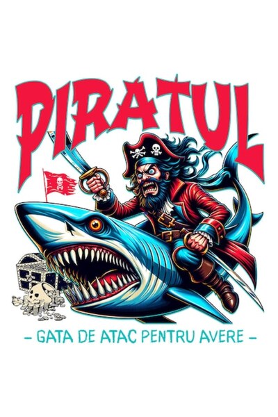 OEM Autocolant din vinil PVC cu pirat furios pe un rechin, „Gata de atac pent...