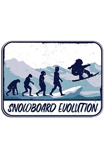 OEM Autocolant Snowboard „Evolution of Man”, Albastru Deschis, Montan, Sportu...