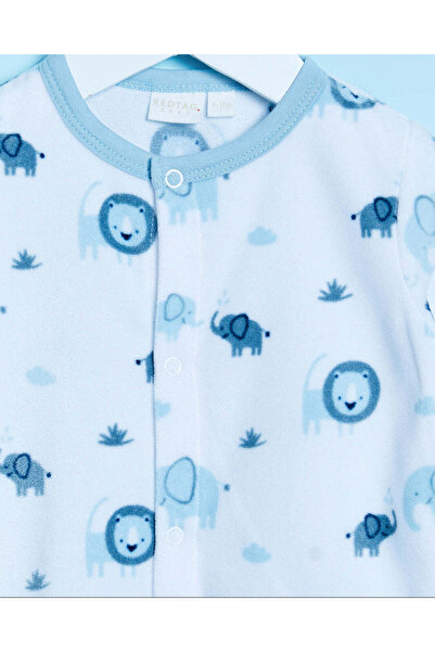 REDTAG Baby Blue Printed Romper Suit