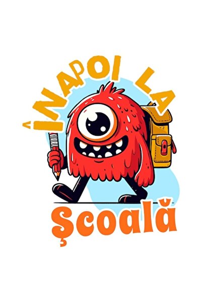 OEM Autocolant monstru cu un singur ochi, cu ghiozdan și creion, temă școlară...