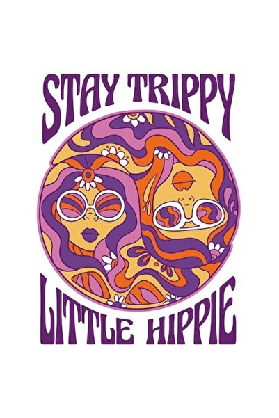 OEM Autocolant Stay Trippy Little Hippie, cu margini albe, vinil PVC 28 cm