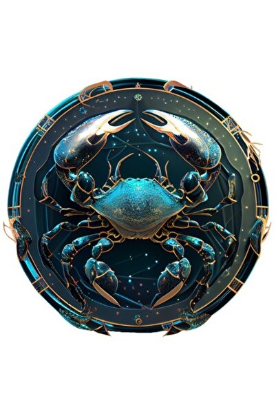 OEM Autocolant din vinil PVC — Ilustrație crab, cerc, artă abstractă, zodiac,...