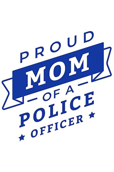 OEM Autocolant „Mamă mândră de ofițer de poliție”, albastru cu bordură albă, vinil PVC, 28 cm