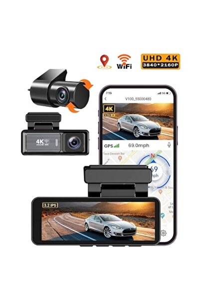 QOVU S5 Dual Dash Cam DVR – Front 4K, Rear 1080P, GPS & WiFi, 170°/140° Wide, Night Vision, G-Se