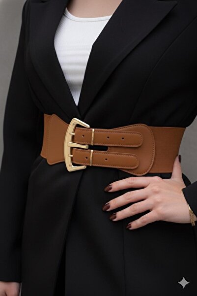 Desre Moda Gold Buckle Elastic Belt Dress Belt Shirt Belt Coat Belt Body Belt