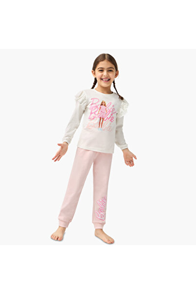 mattel Barbie Print T-shirt and Pyjama Set