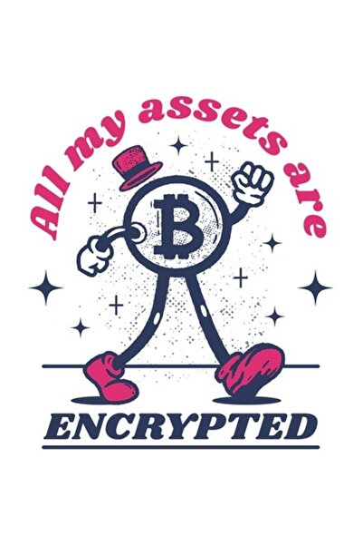 OEM Autocolant personaj Bitcoin Pink-Hat - „Toate activele mele sunt criptate...